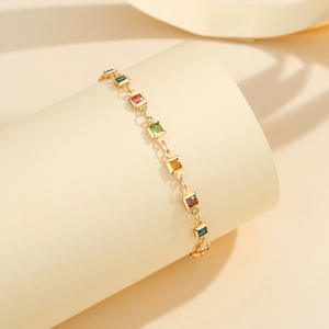 Nueva llegada multicolor arcoíris Zircon pulsera moda mujer Color caramelo joyería de mano joyería al por mayor - Product Image 4