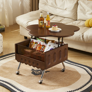 Wood Coffee <b>Table</b> With Storage Drawer And Wheels For Living Room <b>Sofa</b> Bed Use - Product Image 2