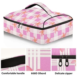 Aloha Hawaii Pink Plumeria Design Pan Holder Bag BBQ Food Storage Palaka Potluck Insulated Casserole Carrier Cooler Bag - Product Image 2