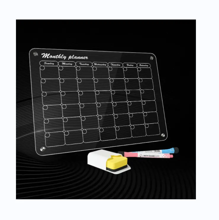 Wholesale Dry Erase Marker Acrylic Note Board Acrylic Calendar Magnetic Dry Erase Board With Light