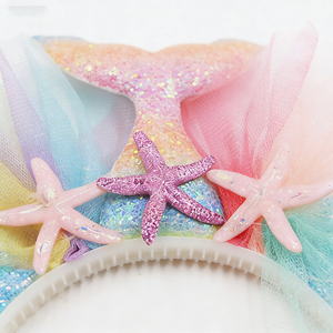 Diadema con Cola de Pez para Bebés, Accesorio para el Cabello, Diadema Infantil con Diseño de <span class=keywords><strong>Sirena</strong></span>, Conchas y Estrellas de Mar - Product Image 5