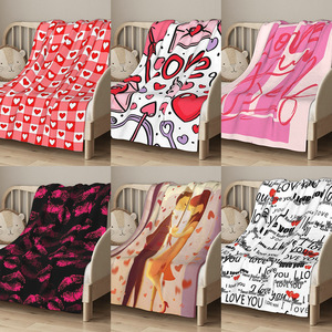 Manta de <span class=keywords><strong>aire</strong></span> acondicionado Día de San Valentín <span class=keywords><strong>Amor</strong></span> Manta de franela Impresión digital Siesta Sofá cama Manta suave - Product Image 6