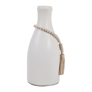 Vaso in terracotta con accento di nappe perlineate per l'arredamento moderno della casa - Product Image 4