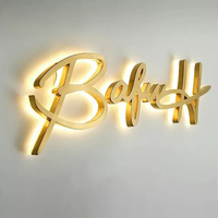 Letreros publicitarios LED acrílicos con logotipo 3D personalizado con letras LED de metal para lugares de empresa como tiendas y negocios