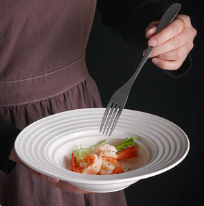 Assiette à Pâtes Céramique Blanche Pure Style Italien, Soupière Bol <span class=keywords><strong>Chapeau</strong></span> <span class=keywords><strong>de</strong></span> <span class=keywords><strong>Paille</strong></span>, Vaisselle <span class=keywords><strong>de</strong></span> Restaurant Occidental - Product Image 3