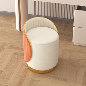 <strong>Stools</strong> Gold Luxury Nordic <strong>Leather</strong> Makeup Vanity Round Modern Home Foot Step Living Room Furniture Metal Chairs Ottoman <strong>Stools</strong> - Product Image 6