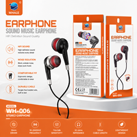 Écouteurs filaires noirs WHALE 3,5 mm avec fil, vente en gros, écouteurs filaires et casques musicaux, pour écouteurs filaires Apple 3,5 mm