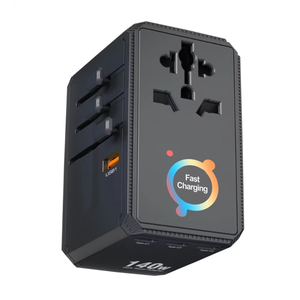 Adaptateur de voyage universel GAN 140W, nouveau produit 2026, prise électrique, adaptateur de voyage avec 2500W, 4 ports <span class=keywords><strong>Type</strong></span> C, 1 port <span class=keywords><strong>USB</strong></span>, prise UK US AU EU - Product Image 3