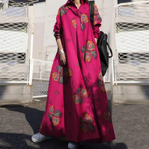 Primavera Abaya Dubai caftano arabo donne abito musulmano Ramadan Eid stampa floreale arabo <span class=keywords><strong>etnico</strong></span> <span class=keywords><strong>abbigliamento</strong></span> islamico - Product Image 2