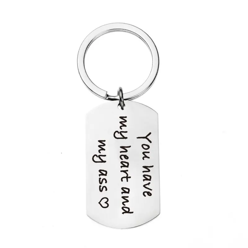 Luck Keychain Hot sale Valentine's Day Gift Key ring You have my heart and ass with heart stainless steel keychain