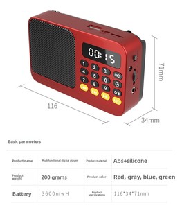 Enceinte Bluetooth portable avec prise en charge de la carte SD, batterie rechargeable, gros boutons, <span class=keywords><strong>radio</strong></span> FM, pour les personnes âgées - Product Image 2