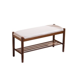 Solid Wood <b>Shoe</b> Changing Bench 60x30x40 Cm With <b>Storage</b> <b>Rack</b> For Entryway Multifunctional Use - Product Image 1