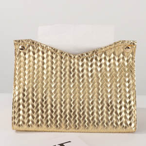 Boîte à mouchoirs en cuir tressé SHEIN, blanche, autoportante, multi-usage, décoration intérieure, printemps 2025 - Product Image 2