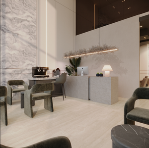 Gary Color Style Salon Store Diseño de estilo simple Mostrador superior de piedra Estilo de luz cálida Exhibición de salón Personalizar - Product Image 2