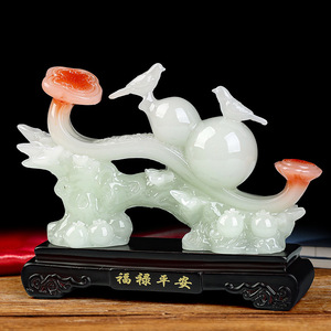 Feng Shui Gourd <b>Ornament</b> Resin Craft For Living Room Home Decoration Chinese New Year Gift Good Fortune Peace Prosperity Symbol - Product Image 1