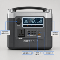 Station d'alimentation portable à batterie solaire 500W 294Wh LiFePO4 avec onduleur MPPT à onde sinusoïdale pure et démarreur de secours Type C