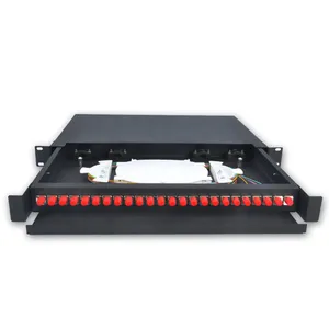MT-1006-FC Wholesale 19" Rack Mount Type SPCC 1U Fully Loaded 24 Core Terminal Box with FC A/PC UPC Adaptor And Pigtails