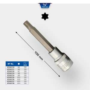 BRILLIANT TOOLS - BT022731 1/2 ''RIBE Broca, 100 mm de largo-EAN 4042146777336 HAND SOCKETS 1/2" - Product Image 2