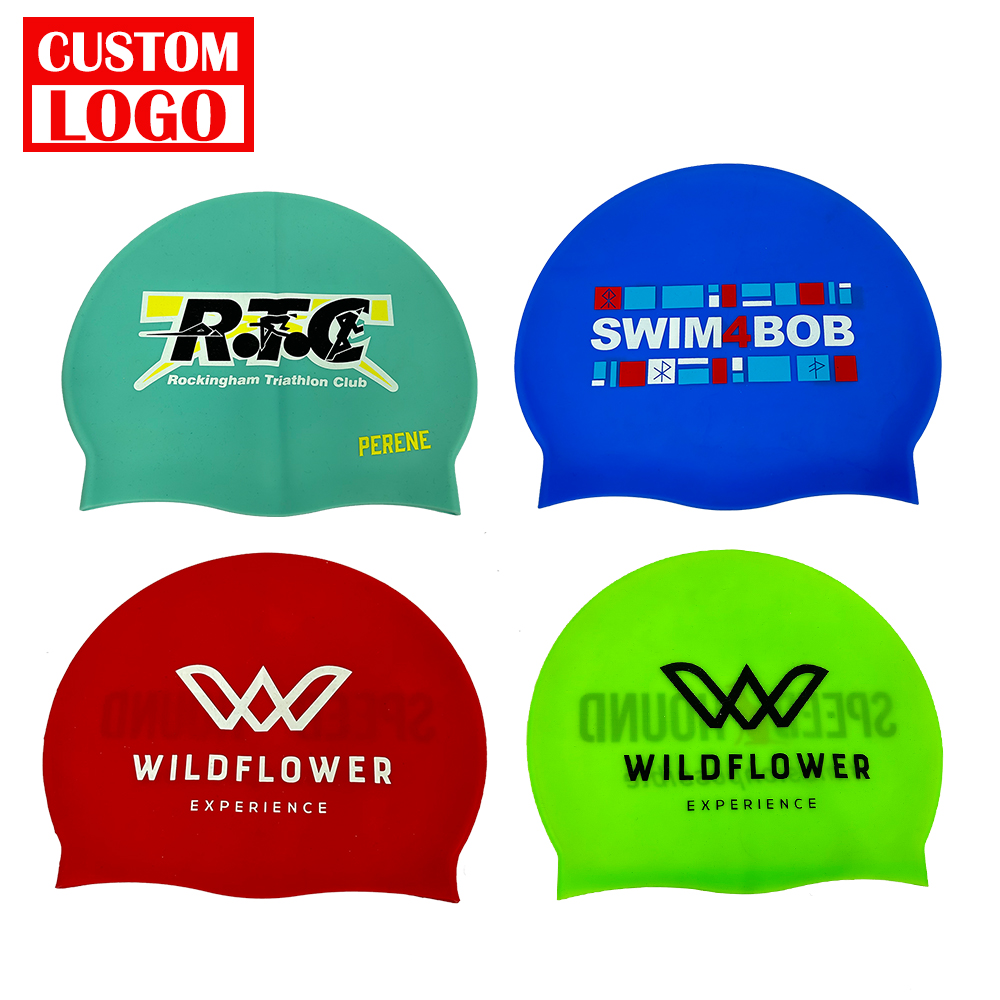 Cá nhân hoá tùy chỉnh in logo bơi không thấm nước mũ Mũ Silicone Bơi cap