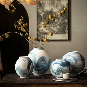 Jingdezhen vẽ tay bình gốm Trung Quốc phong cách mực trang trí phòng khách hoa khô đồ trang trí thủy canh Lọ sứ - Product Image 5