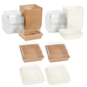 Lancheiras biodegradáveis para refeições Kraft ecológicas e Bento Boxes descartáveis brancas para takeaway 12*11*6.5cm 1000sets/1 caixa