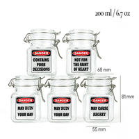 Wholesale Funny Novelty Airtight Glass Jar Set 5PCS 200ml Clamp Lid BPA Free Food Grade Kitchen Storage Containers Gift Bulk OEM