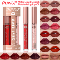 Lip Glaze Velvet 2 in 1 Private Label, Lipstik Cair Matte Anti Lengket di Gelas, Tahan Air, Tahan Lama