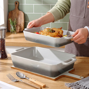 <b>Ceramic</b> Baking Dish Rectangular Oven Safe Dishwasher Safe Minimalist Design With Handles For Roasting And Cooking - Product Image 4