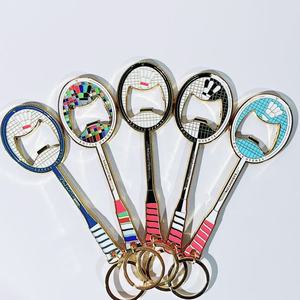 Badminton Racket Keychain Bottle Opener Drink Beer Metal Pendant Small Gift Sports Decoration Metal Alloy Key Chains