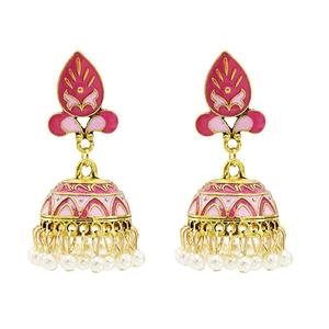 Indian Jhumka <strong>Earrings</strong> Ethnic Vintage <strong>Gold</strong> Alloy Bollywood Oxidized Bell <strong>Dangle</strong> <strong>Earrings</strong> Beads Tassel for Women - Product Image 3