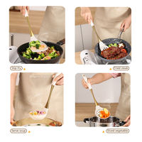Peralatan Masak Silikon Gagang Baja Tahan Karat Warna Emas Konstruksi Tahan Lama Aman untuk Suhu Tinggi Dilengkapi Lubang Gantung Spatula Anti Lengket