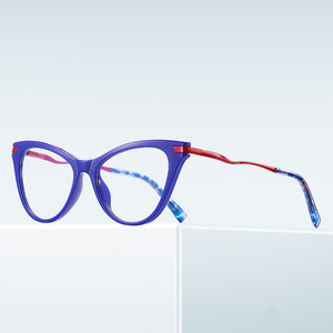 Visualmate 레오파드 안티 블루 라이트 컴퓨터 안경 처방 근시 안구 대형 프레임 고양이 눈 광학 안경 프레임 - Product Image 2