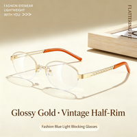 00398 Fakeme Montature per Occhiali Unisex Vintage Dorate Stile Old Money con Mezza Montatura in Filo d'Oro