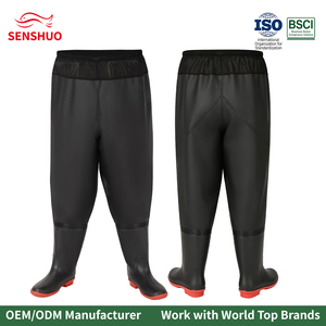 Senshuo Waders utilitaires à taille haute, grande taille, surdimensionnés, extra spacieux, en vinyle robuste, à semelle rouge, pour travaux lourds et boue - Product Image 1