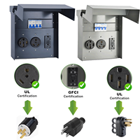 Boîtier de prise RV, panneau électrique RV NEMA TT-30R - Étanche pour prise RV/EV 125/250V, camping-car, remorque, voiture électrique