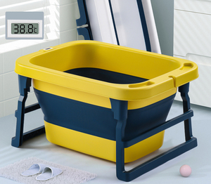Baby Portable Bath Plastic Easy Folding Baby Bathtub Portable Baby Bath Tub With Comfortable Cushion