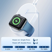 HNT Chargeur sans fil portable rapide 2 en 1, 1200 mAh, chargeur magnétique de voyage 2,5 W pour Apple Iwatch 6/7/8/9