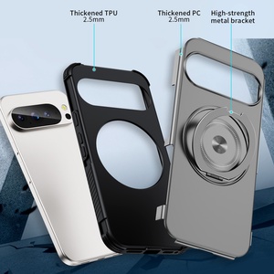 เคสโทรศัพท์แม่เหล็กแบบด้านสำหรับ Google Pixel 11 9 10 Pro XL แบบขายส่ง พร้อมการปกป้อง 360 องศา °   ฝาหลังป้องกันแบบวงแหวนโลหะ - Product Image 2