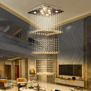 Luminaire suspendu moderne en cristal avec pompon, luminaire <span class=keywords><strong>de</strong></span> plafond carré, adapté au design personnalisé <span class=keywords><strong>de</strong></span> villas, escaliers, hôtels - Product Image 5
