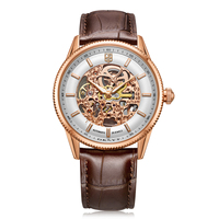 Montre automatique pour homme en acier inoxydable, design personnalisé, haut de gamme, luxe, cuir véritable, mécanique.