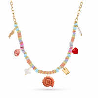 Collier à breloques perlées colorées style bohème personnalisé EDGE avec pendentifs en forme de cœur, de poisson, de coquillage, de fleur et de perles en céramique, bijoux d'été pour femmes, bijoux de plage