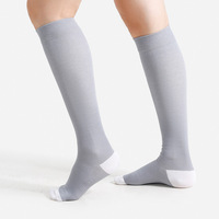 Chaussettes de compression de classe 1 en Spandex/Nylon/Coton, respirantes, résistantes à l'usure, hauteur genou, 2 paires pour marathon, course à pied, voyage, vol
