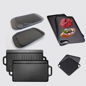 <span class=keywords><strong>Plaque</strong></span> chauffante en fonte antiadhésive réversible avec poignées pour barbecue - Product Image 1
