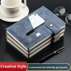 Cuaderno de Cuero Grueso para Negocios, Diseño de Hebilla Multifuncional con Logotipo Personalizable, Set de Regalo para Oficina/Estudio, Cuaderno A5 con Hebilla - Product Image 3