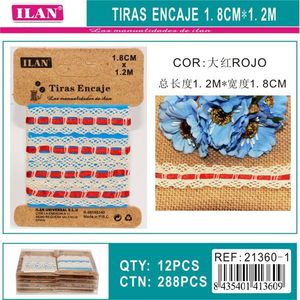 Nastri in pizzo Ilan 1,8 cm x 1,2 m rossi per artigianato e decorazioni - Product Image 3