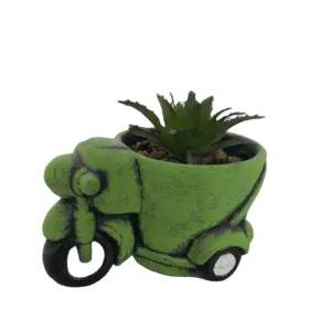 彩色车辆形状多汁植物花盆-陶瓷花盆，用于独特的植物展示