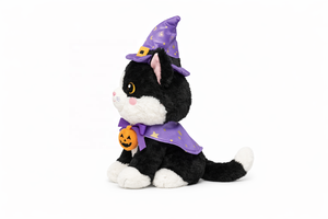 Professionelles Zeichnen Superweicher Plüsch Hexenkatze Stofftier Halloween Kätzchen Kuscheltier Benutzerdefiniertes Zubehör Anhänger PP - Product Image 3