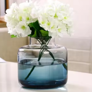Vase en verre sodocalcique translucide, style européen, dégradé bleu-vert, forme droite, modèle CVH941, <span class=keywords><strong>pour</strong></span> décoration florale <span class=keywords><strong>de</strong></span> pièce. - Product Image 2