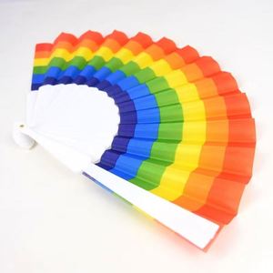 2023 <b>Top</b> Sale New Trend <b>Rainbow</b> Glitter Wedding Party Decoration Festival Hand Fan Customized Folding Hand Fan - Product Image 2