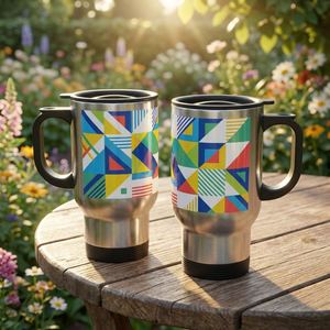 Vaso de Viaje de Acero Inoxidable con Revestimiento y Asa de 450 ml, Taza para Auto Sublimable - Product Image 1